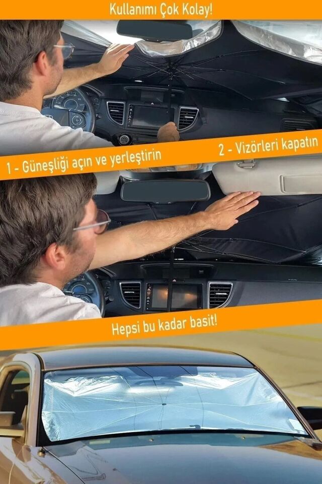 Araç İçi Ön Cam Şemsiye Güneşlik