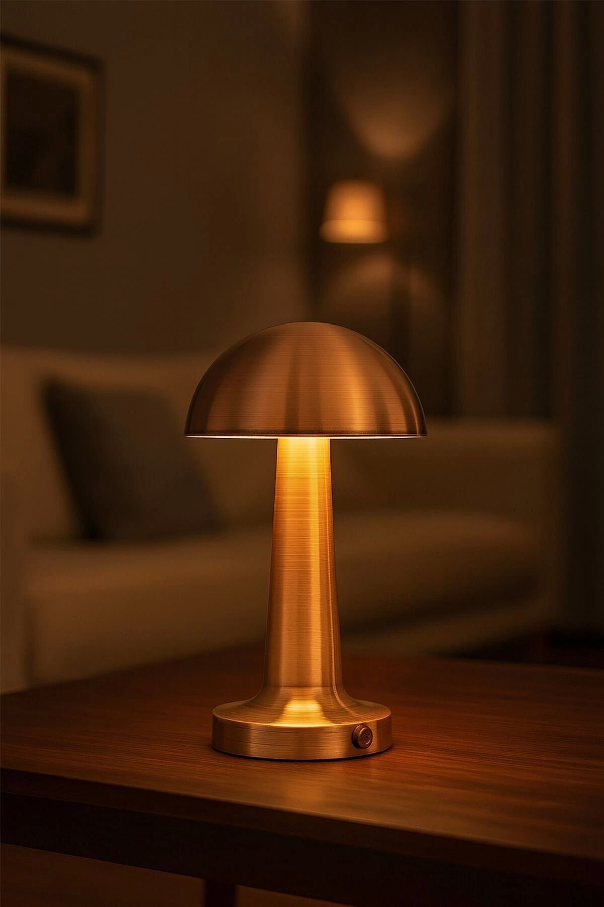 Metal Mantar Lamba Bakır Renk Masa ve Gece Lambası Okuma Çalışma Lambası