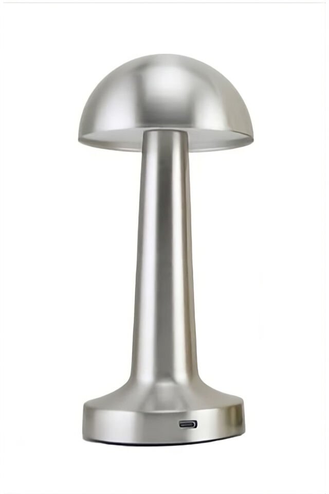 Şarjlı Dokunmatik Led Masa Lambası, Ayarlanabilir Renk Tonu, Okuma Işığı Mantar Gece Lambası KROM