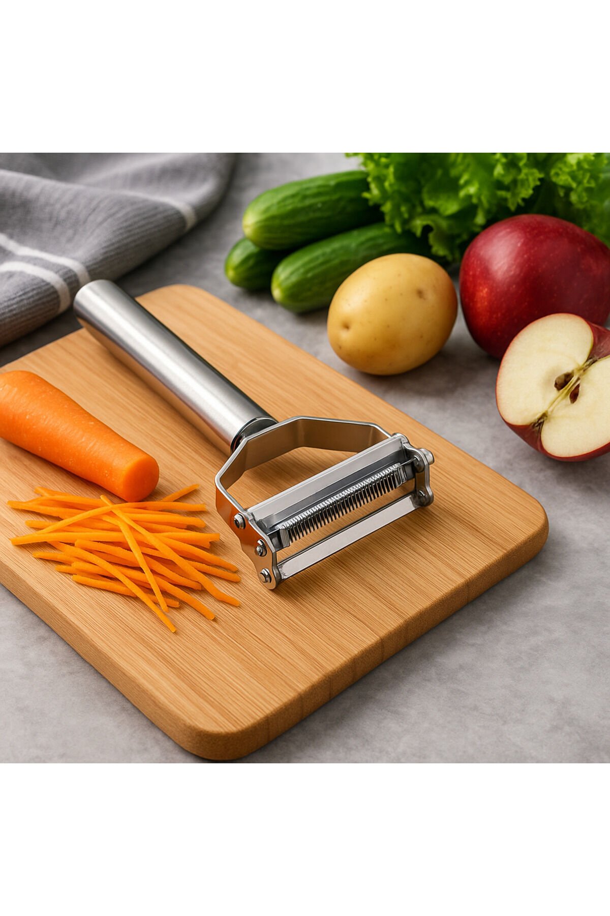 Paslanmaz Çelik Sebze Soyucu – Jülyen, Dilimleyici ve Soyucu Bıçaklı Mutfak Aleti