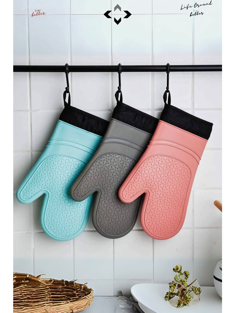 1 Adet %100 Silikon Yanmaz Yapışmaz Silikon Fırın Eldiveni Mutfak Eldiveni Isıya Dayanıklı Eldiven