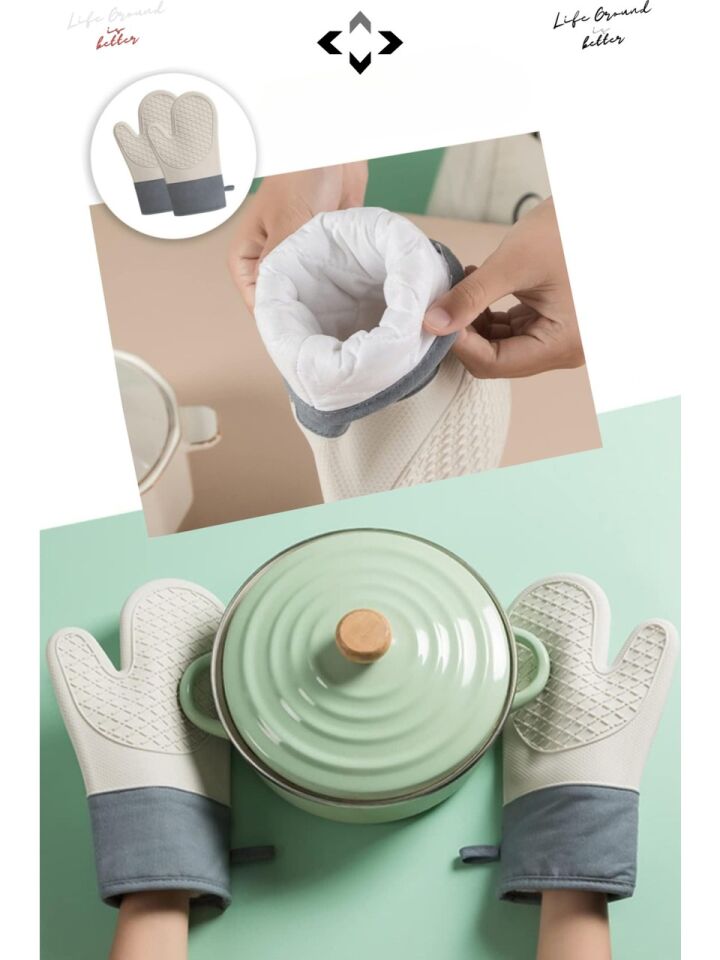 1 Adet %100 Silikon Yanmaz Yapışmaz Silikon Fırın Eldiveni Mutfak Eldiveni Isıya Dayanıklı Eldiven