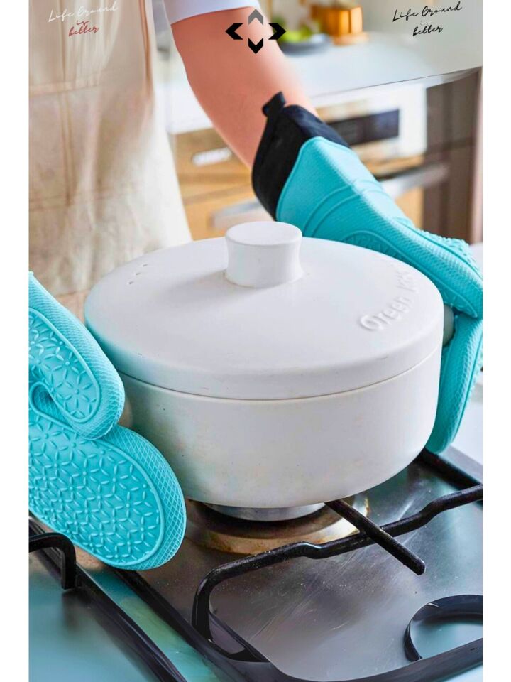 1 Adet %100 Silikon Yanmaz Yapışmaz Silikon Fırın Eldiveni Mutfak Eldiveni Isıya Dayanıklı Eldiven