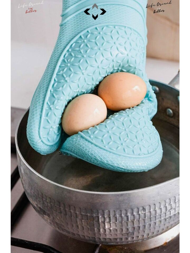 1 Adet %100 Silikon Yanmaz Yapışmaz Silikon Fırın Eldiveni Mutfak Eldiveni Isıya Dayanıklı Eldiven