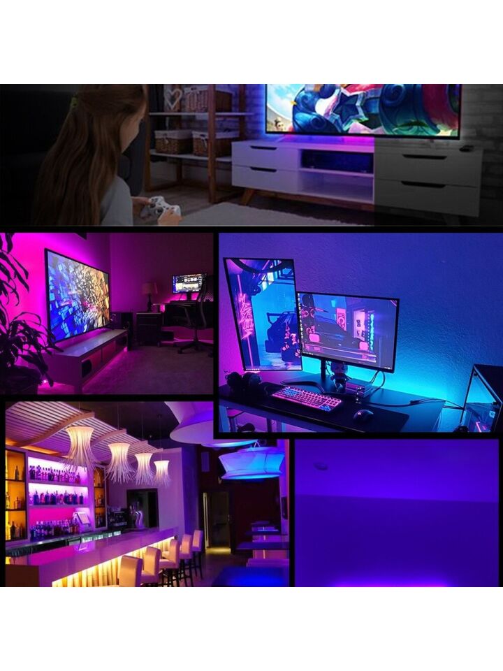 Şerit LED Işık Rgb 5 Metre Hazır Set Tak Çalıştır Kumandalı Adaptörlü Silikonlu