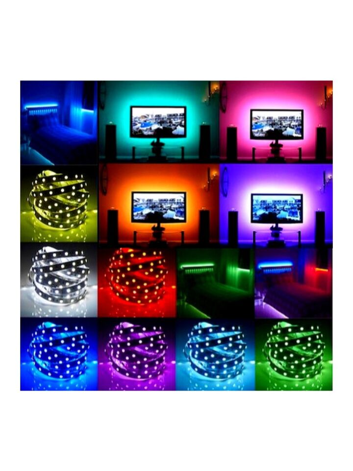 Şerit LED Işık Rgb 5 Metre Hazır Set Tak Çalıştır Kumandalı Adaptörlü Silikonlu