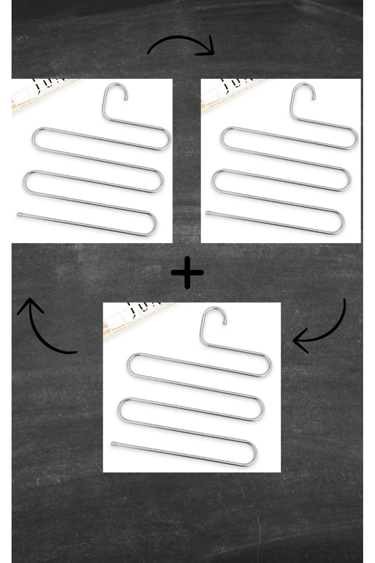 3 adet Metal 5 Katlı Dolap Içi Pantolon Eşarp Şal Askısı , Çoklu Askılık, Dekoratif Akıllı Askı