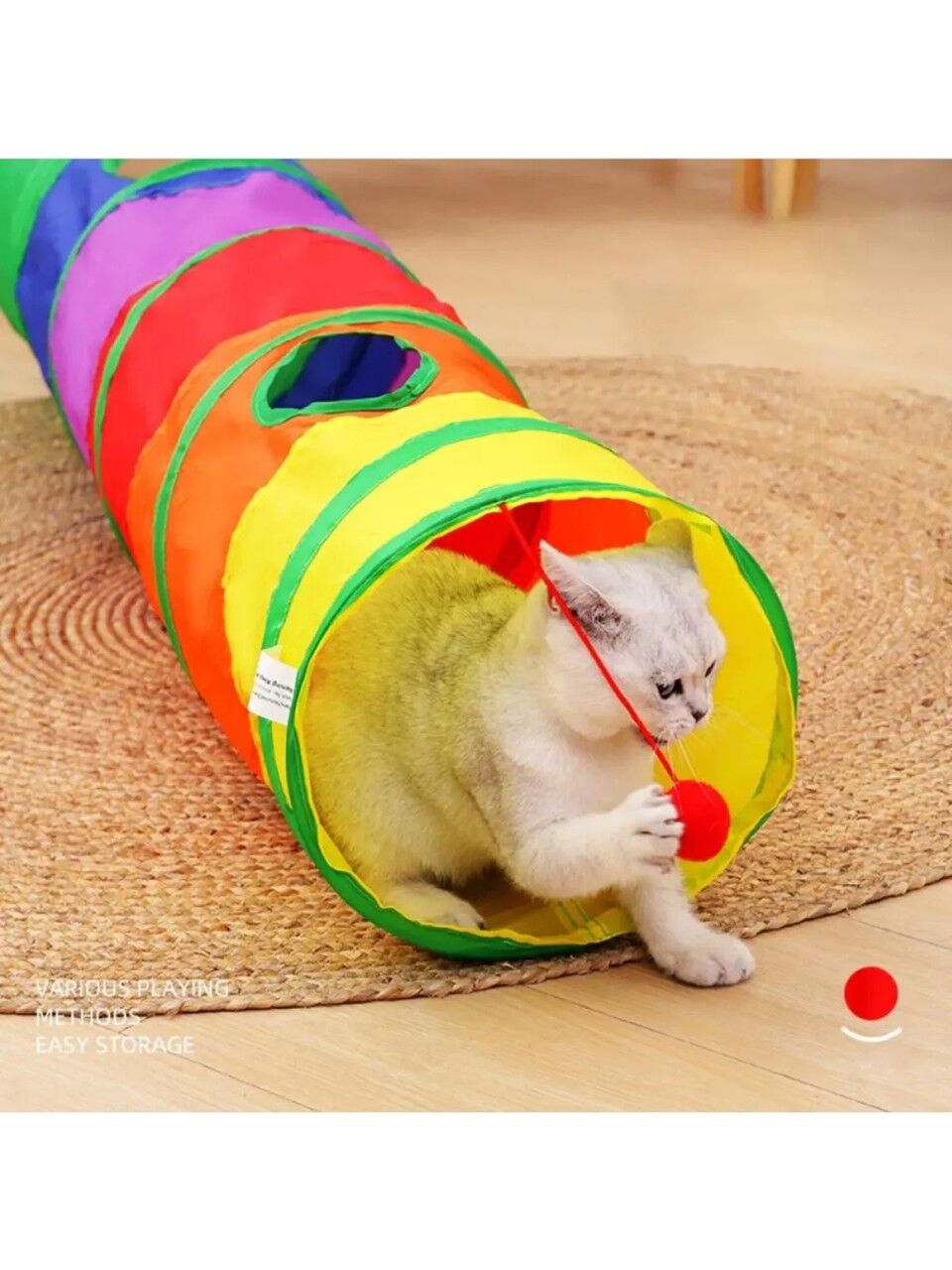 Düz Kedi Tüneli Katlanır Gökkuşağı Uzun Düz Kedi Köpek Oyun Tüneli Evcil Hayvan Oyun Tüneli