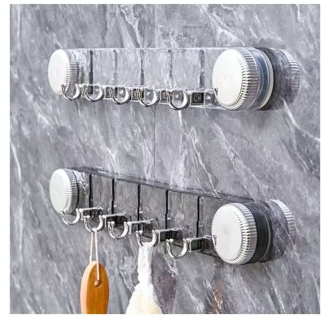 Vantuzlu 5 Kancalı Askılık Delmeden Tak-Çıkar Lüks Güçlü Vantuzlu Şeffaf Askılık