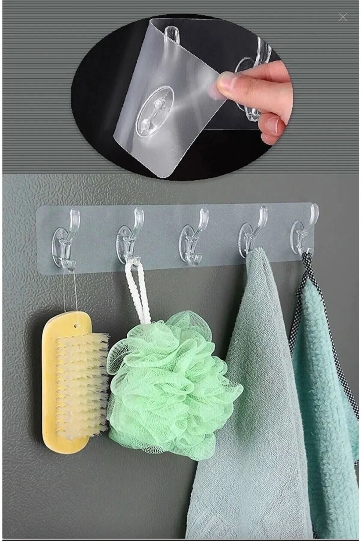 Yapışkanlı Şeffaf Duvar Askısı Banyo Mutfak Düzenleyici Askı Pratik Kanca Askılık