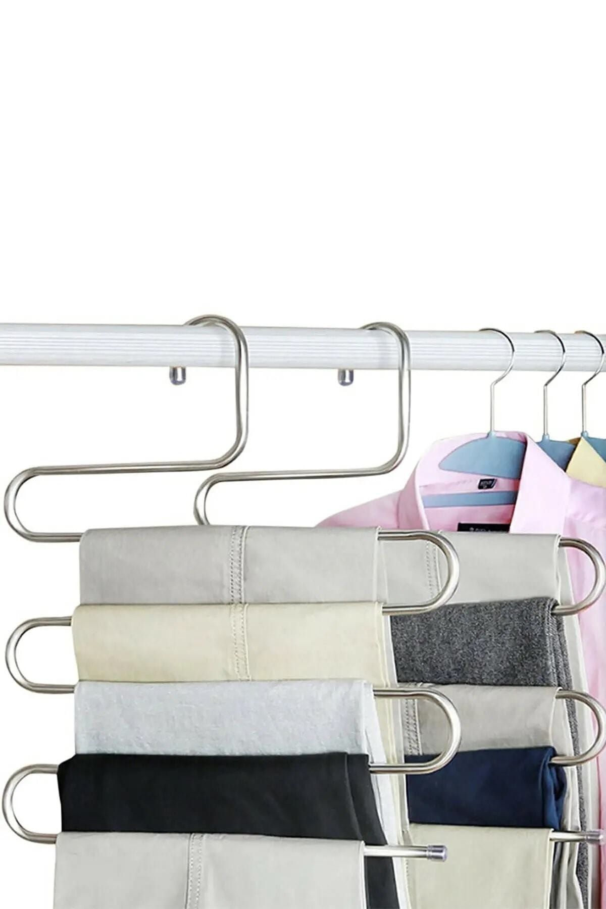 2 Adet 5 Katlı Metal Pantolon Eşarp Askısı