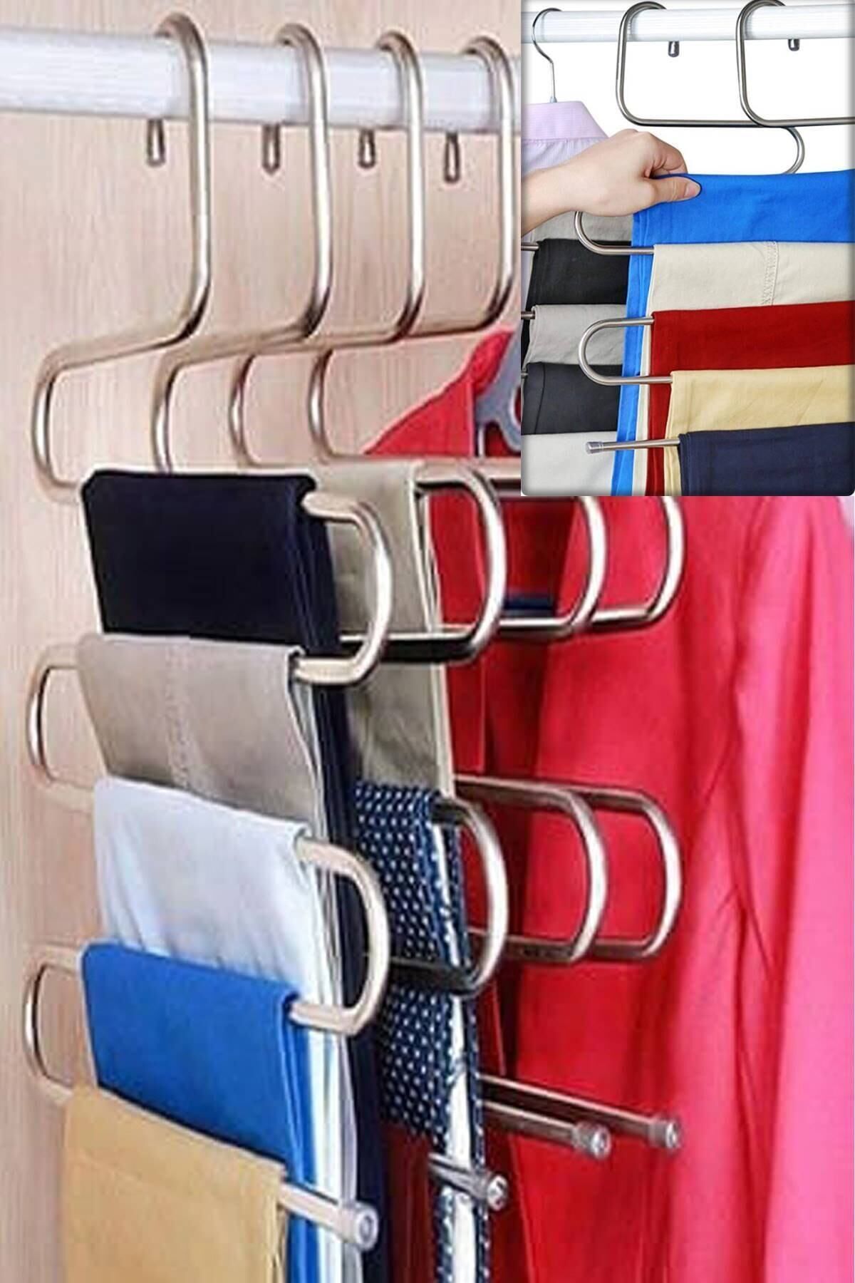 2 Adet 5 Katlı Metal Pantolon Eşarp Askısı