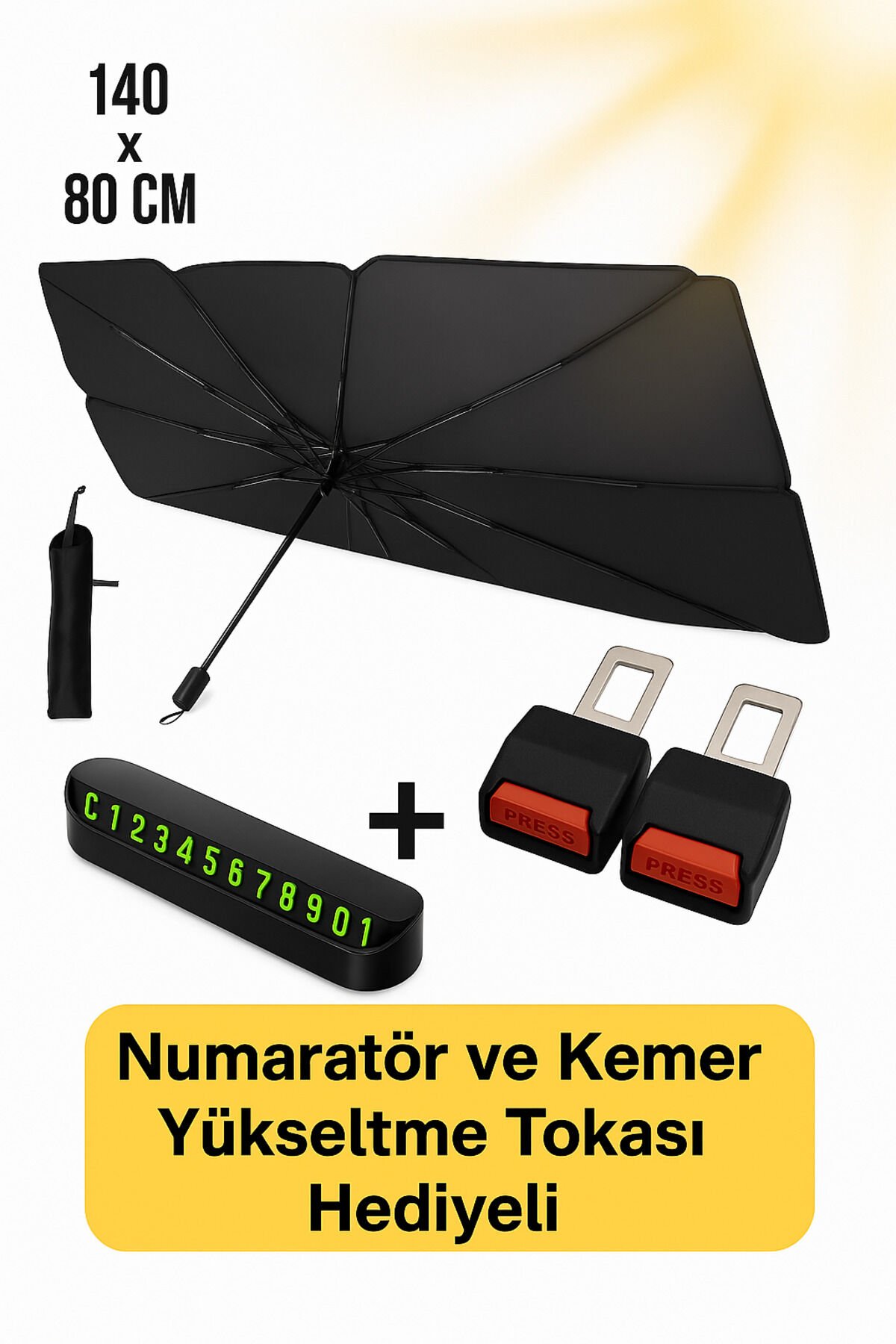 Volkswagen Polo 1.2 (70) Trendlıne  Araca Uygun Oto Güneşlik- Numaratör ve Kemer Tokası Hediyeli