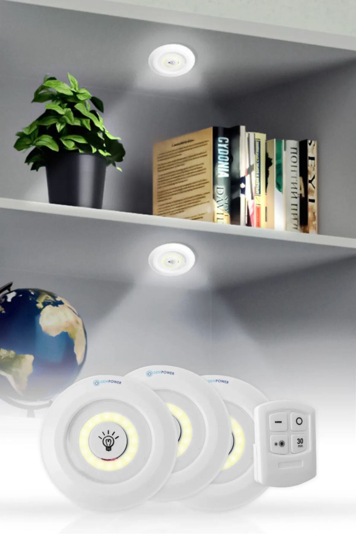 Uzaktan Kumandalı Yapışkanlı Kablosuz Pilli LED 3'lü Spot Lamba